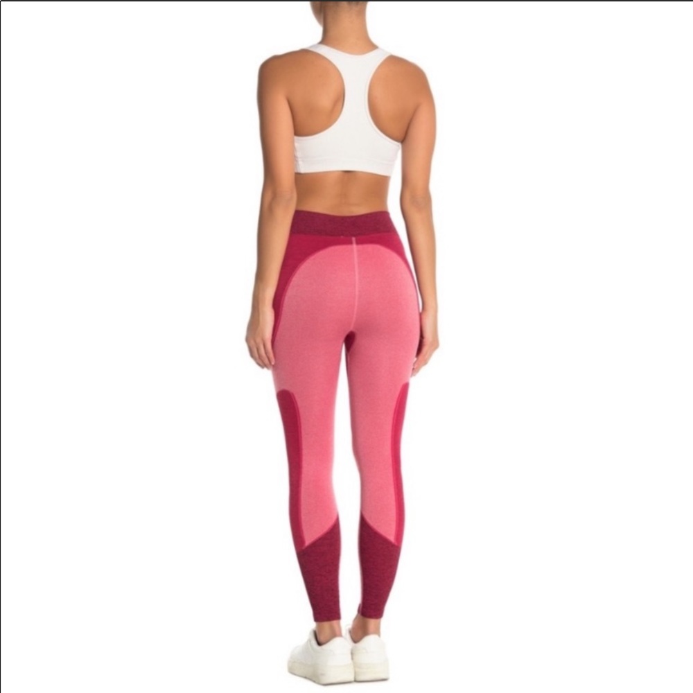 NWT Free People high rise leggings long length pop-life pink red combo final pri